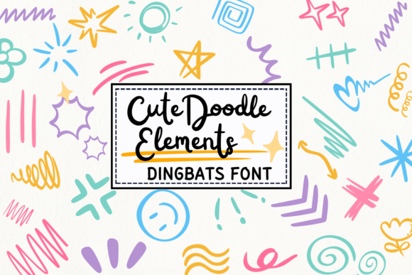 Cute Doodle Elements: A Sketch-Style Font for Creative Projects